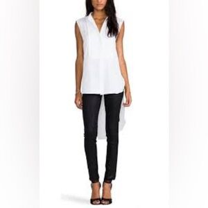 BCBGMAXAZRIA Womens Callista Sleeveless High Low Blouse in White Size XS